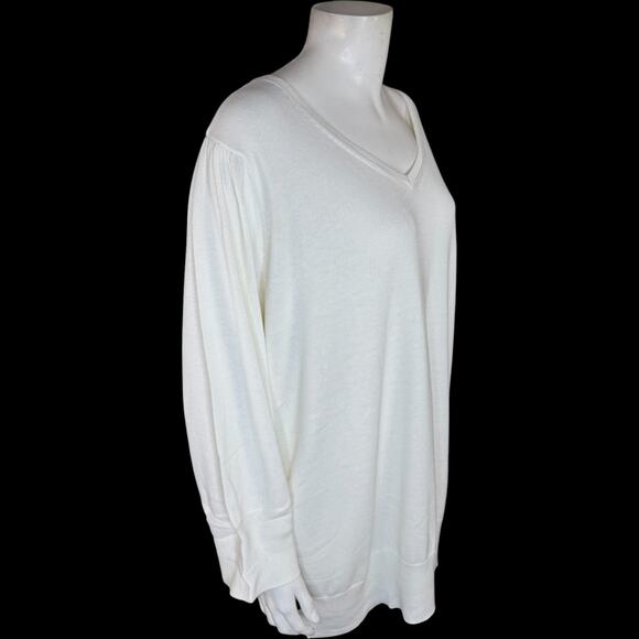 Belle by Kim Gravel Puff Sleeve V-Neck Sweater Cream Cotton Rayon 2X NWOT - Picture 7 of 13